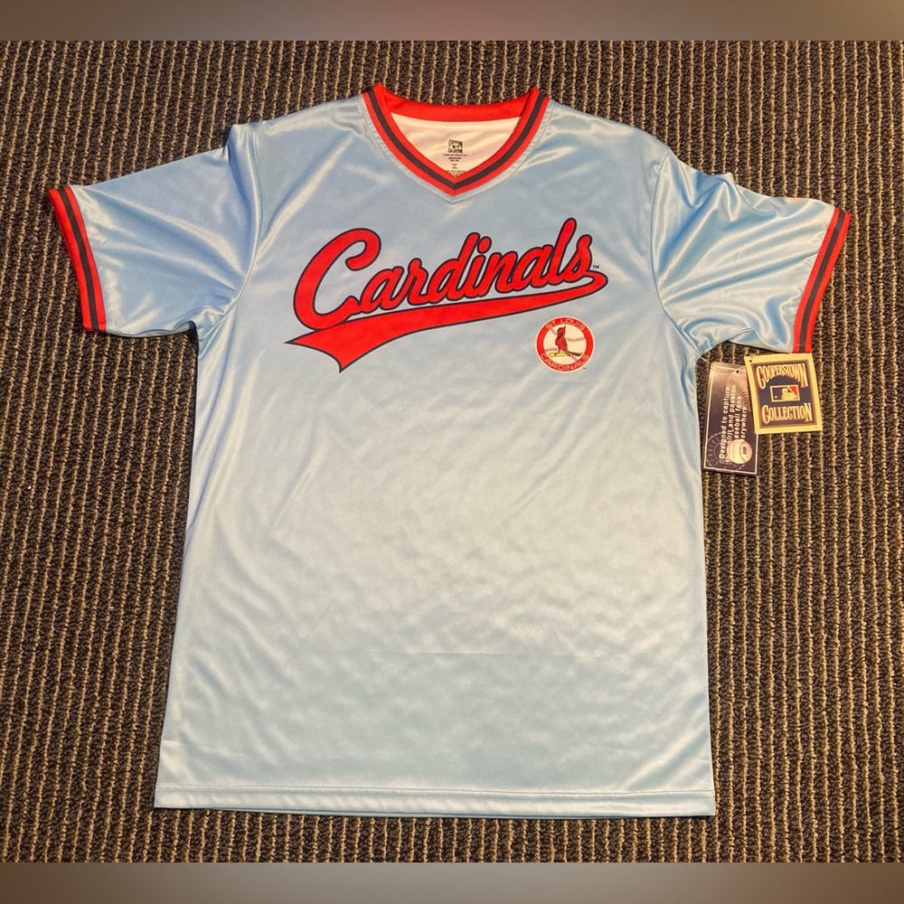 NWT St Louis Cardinals Cooperstown Collection Jersey Shirt Baby Sky Blue Medium